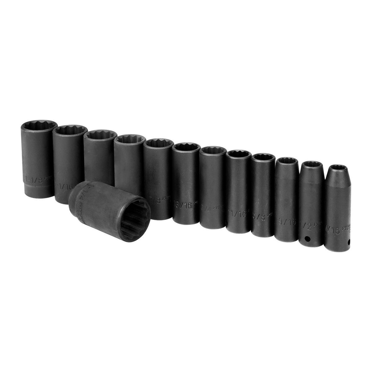 Juego de 13 piezas de dados profundos de impacto SAE de 1/2 pulgadas de Pittsburgh - 61902.