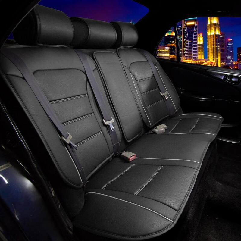 FH Group Futuristic Leather 52 in. x 58 in. x 1 in. Rear Seat Cushions - DMPU208GRAY013