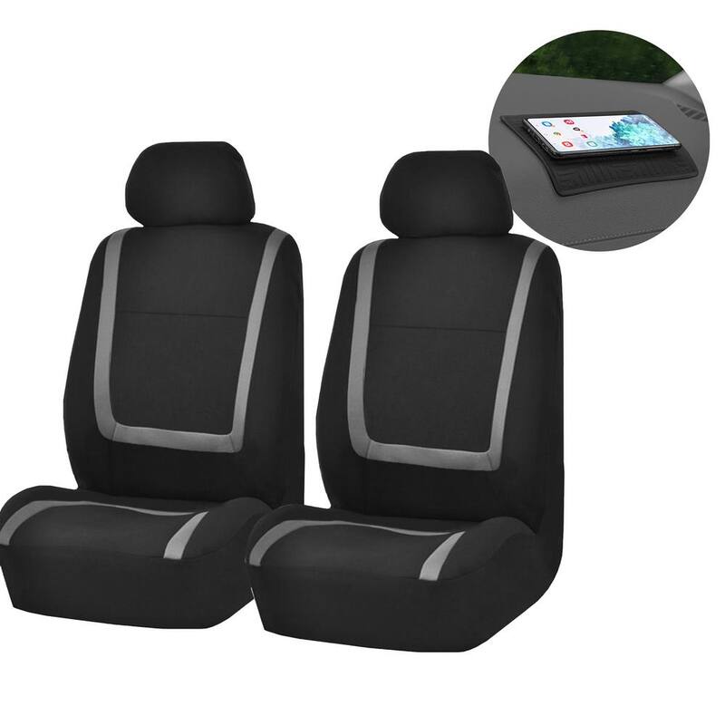 FH Group Unique Flat Cloth 47 in. x 23 in. x 1 in. Seat Covers - Front Set - DMFB032102GRAY