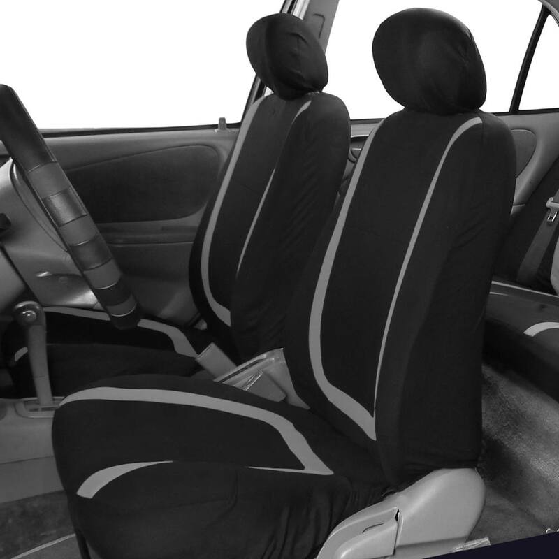 FH Group Unique Flat Cloth 47 in. x 23 in. x 1 in. Seat Covers - Front Set - DMFB032102GRAY