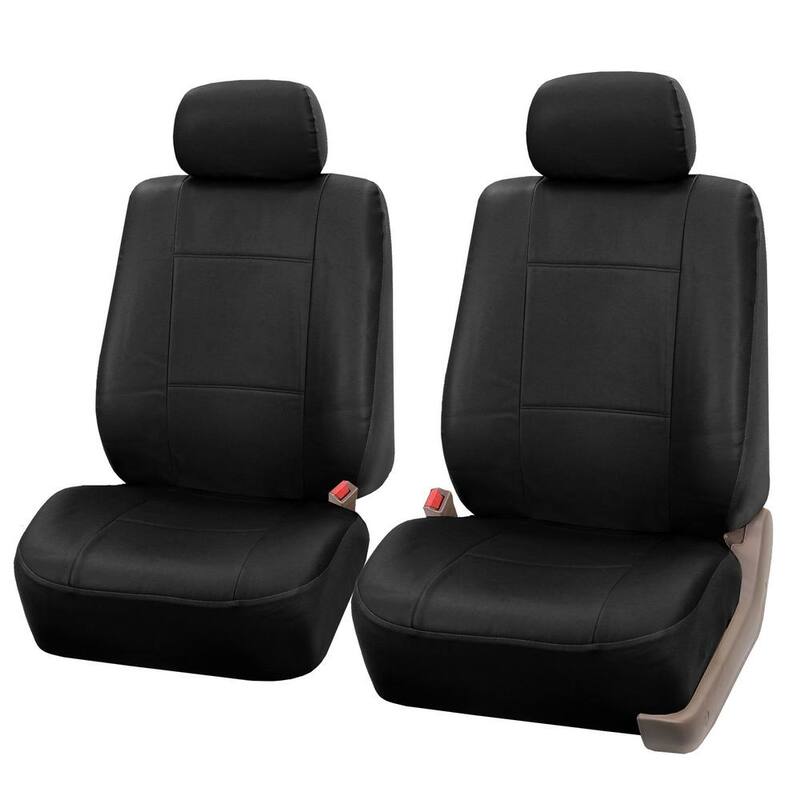 FH Group PU Leather 47 in. x 23 in. x 1 in. Full Set Seat Covers - DMPU001BLACK114