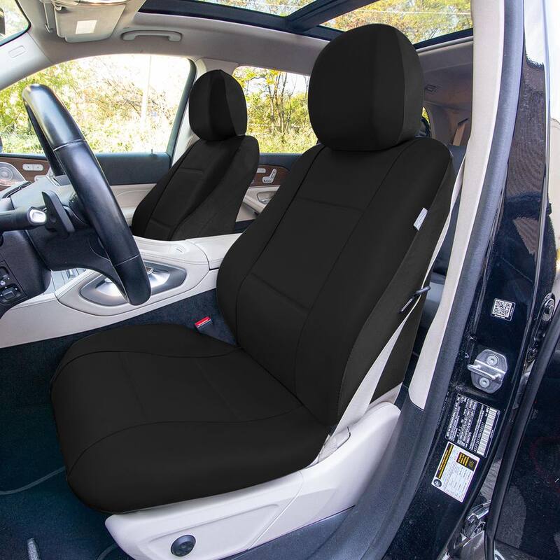 FH Group PU Leather 47 in. x 23 in. x 1 in. Full Set Seat Covers - DMPU001BLACK114
