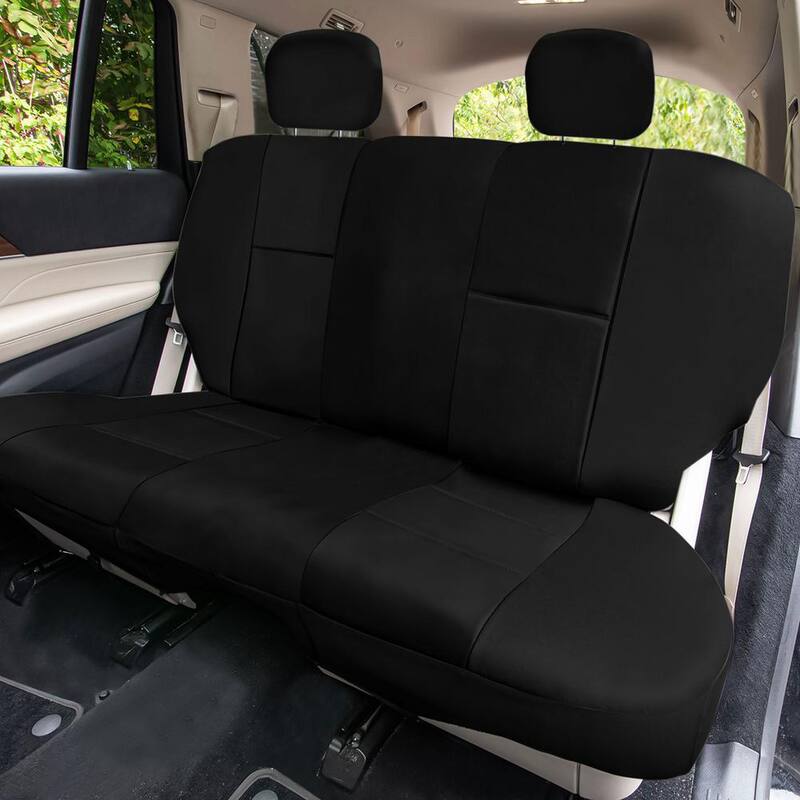 FH Group PU Leather 47 in. x 23 in. x 1 in. Full Set Seat Covers - DMPU001BLACK114