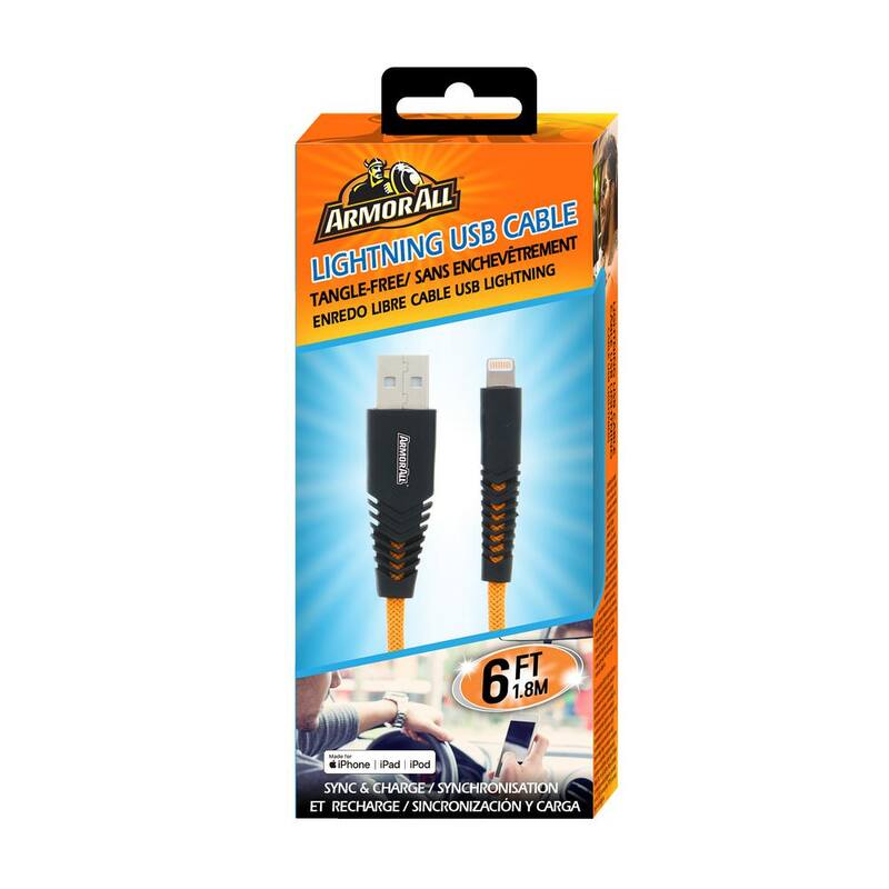 Armor All Car Charger Bundle, 6 ft. Lightning Cable and Car Charger Adapter 3.1 Amp - ECOM-0104-ORG