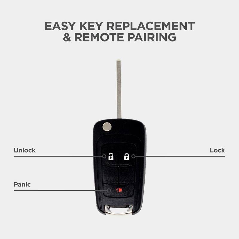 Car Keys Express Simple Key Programmer with 3-Button Flip Remote Fob for Select Buick, Chevrolet and GMC - Lock, Unlock, Panic - GMFK3SK-PK