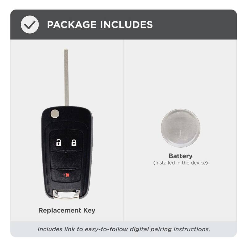Car Keys Express Simple Key Programmer with 3-Button Flip Remote Fob for Select Buick, Chevrolet and GMC - Lock, Unlock, Panic - GMFK3SK-PK