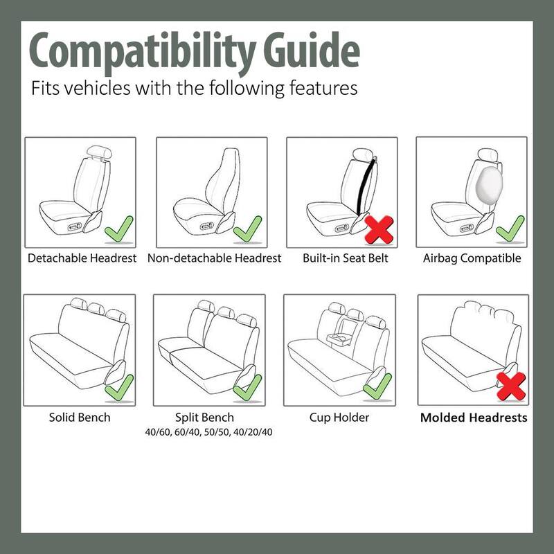 FH Group Fabric 47 in. x 23 in. x 1 in. Full Set Sports Car Seat Covers - DMFB070BEIGE115