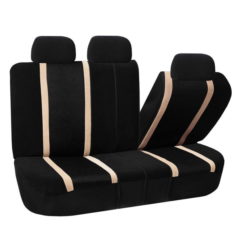FH Group Fabric 47 in. x 23 in. x 1 in. Full Set Sports Car Seat Covers - DMFB070BEIGE115