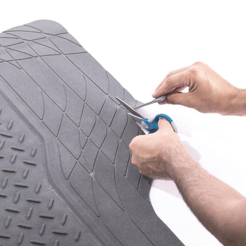 FH Group Trimmable Gray Heavy Duty 1 Piece Non Slip 56 in. x 43 in. Vinyl Car Cargo Mat Liner - DMF16400GRAY