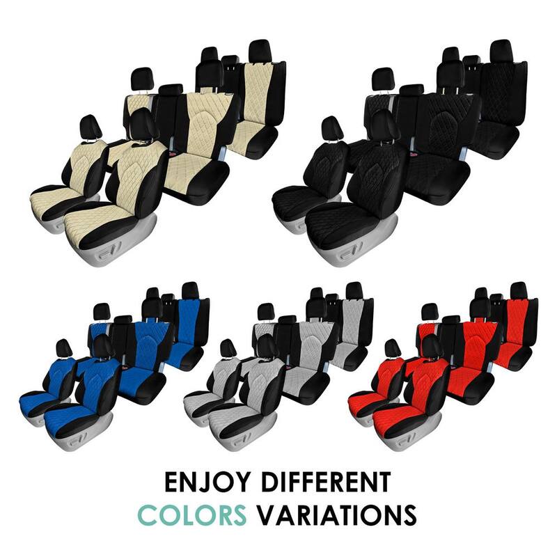 FH Group Neoprene Custom Fit Seat Covers for 2020-2024 Toyota Highlander Black - Full Set - DMCM5028BLK-FU