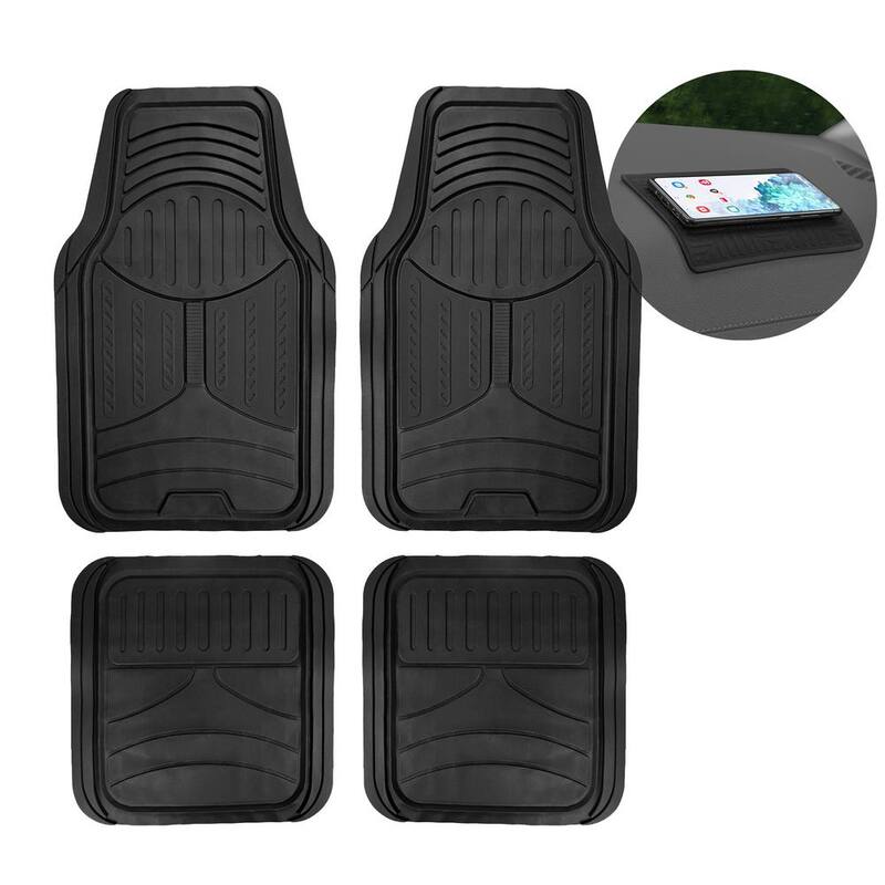 FH Group Climaproof Black Trimmable Monster Eye 4 Piece 28 in. x 18 in. Non Slip Rubber Car Floor Mats - DMF11313BLACK