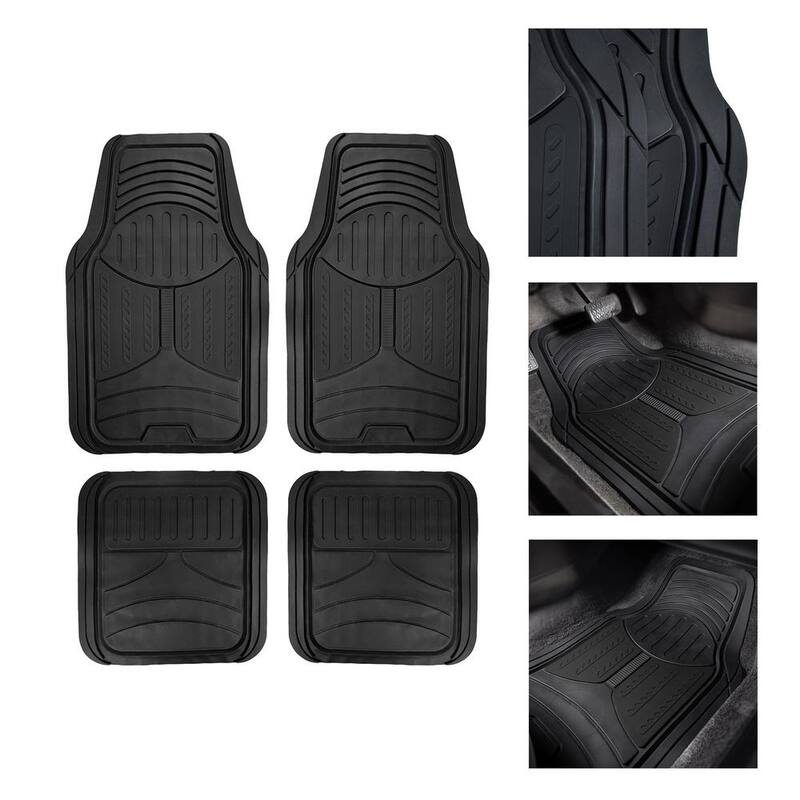 FH Group Climaproof Black Trimmable Monster Eye 4 Piece 28 in. x 18 in. Non Slip Rubber Car Floor Mats - DMF11313BLACK