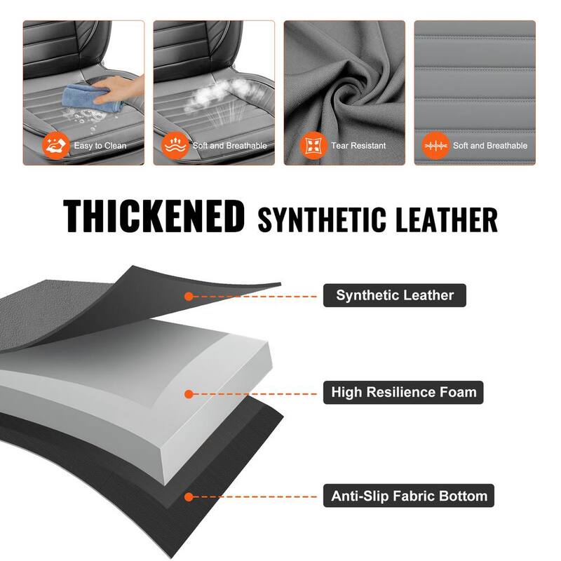 VEVOR Seat Covers, Universal Car Seat Covers Front Seats, 2pcs Faux Leather Seat Cover, Semi-enclosed Design, Gray - ZTTYXQZPGQHG8PKZ9V0-0805