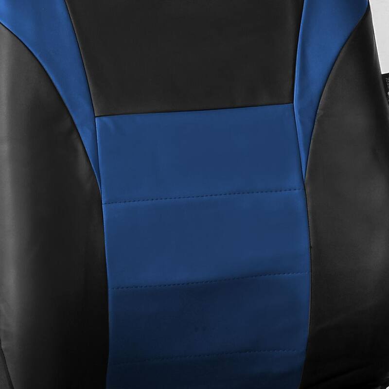 FH Group PU Leather 47 in. x 23 in. x 1 in. Racing Full Set Seat Covers - DMPU003BLUE115