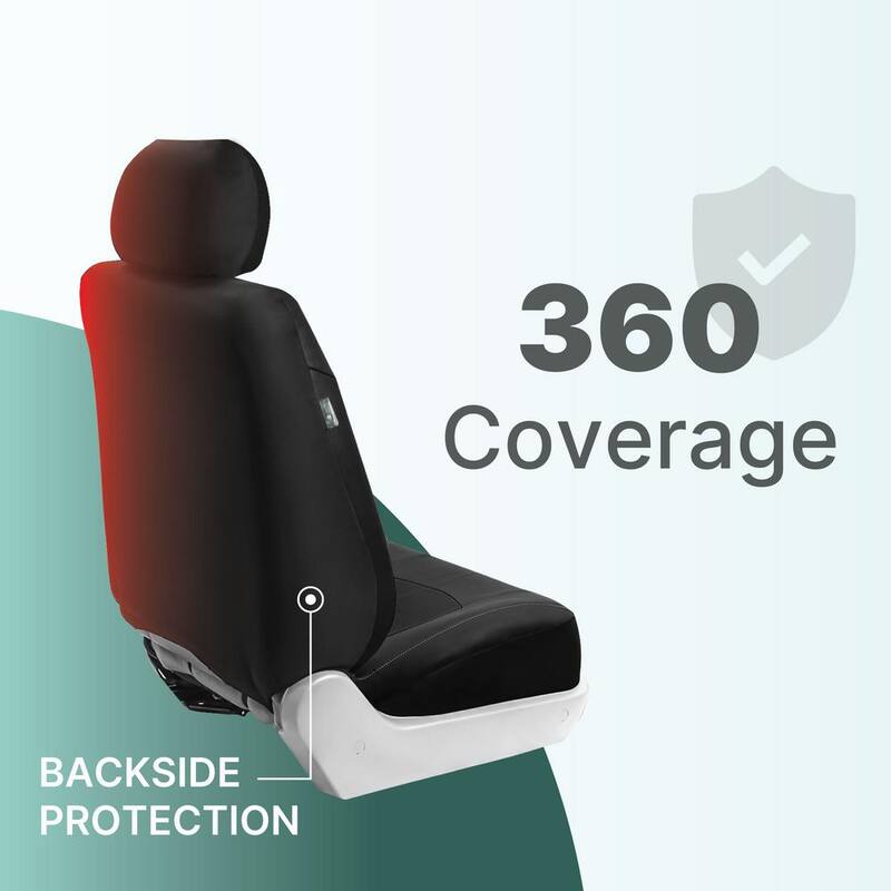 FH Group 47 in. x 23 in. x 1 in. PU Leather Half Set Front Seat Covers - DMPU001SDGRY102