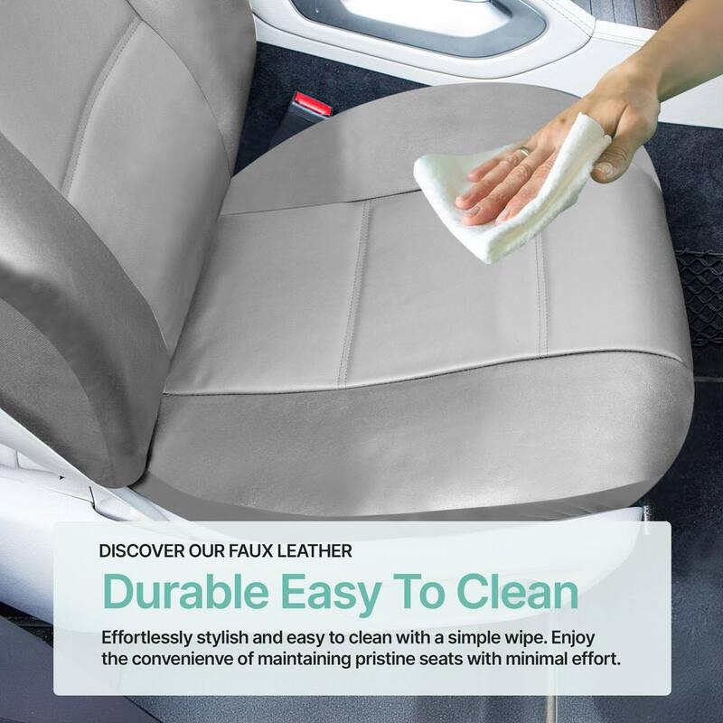 FH Group 47 in. x 23 in. x 1 in. PU Leather Half Set Front Seat Covers - DMPU001SDGRY102