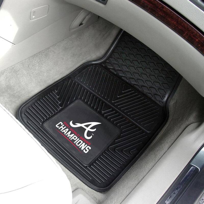 FANMATS MLB Atlanta Braves World Series 2021 Champions 2-Piece 17 in. x 27 in. Vinyl Car Floor Mat Set - 32021