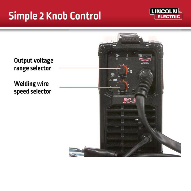 CENTURY 90 Amp FC90 Flux Core Wire Feed Welder and Gun, 120V - K3493-1