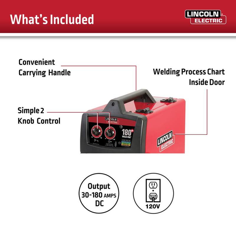 Lincoln Electric Weld-Pak 180 Amp MIG Flux-Core Wire Feed Welder, 230V, Aluminum Welder with Spool Gun sold separately - K2515-1
