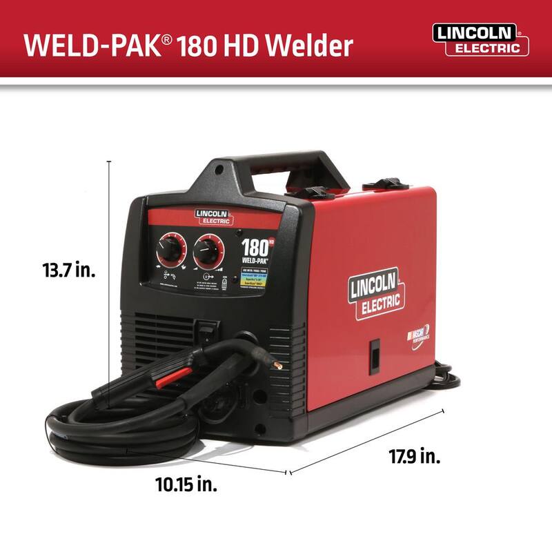 Lincoln Electric Weld-Pak 180 Amp MIG Flux-Core Wire Feed Welder, 230V, Aluminum Welder with Spool Gun sold separately - K2515-1