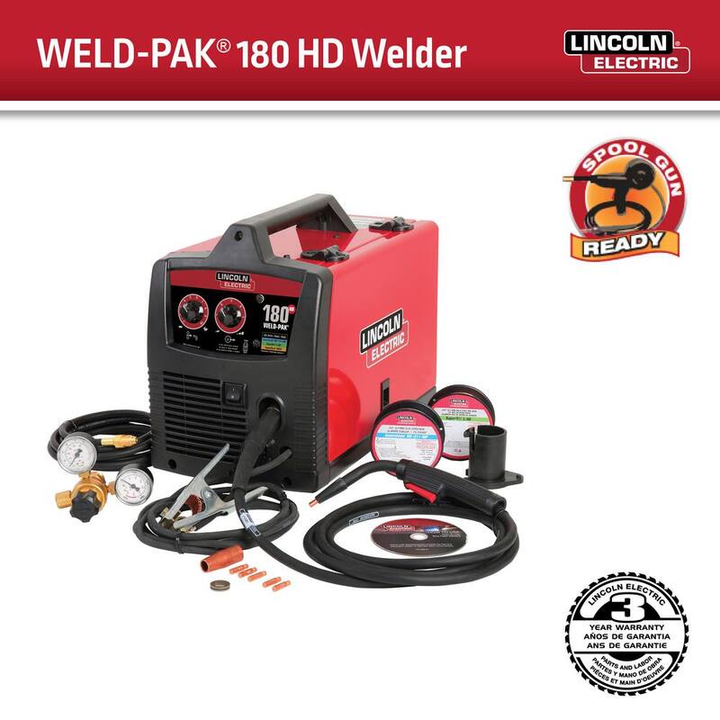 Lincoln Electric Weld-Pak 180 Amp MIG Flux-Core Wire Feed Welder, 230V, Aluminum Welder with Spool Gun sold separately - K2515-1