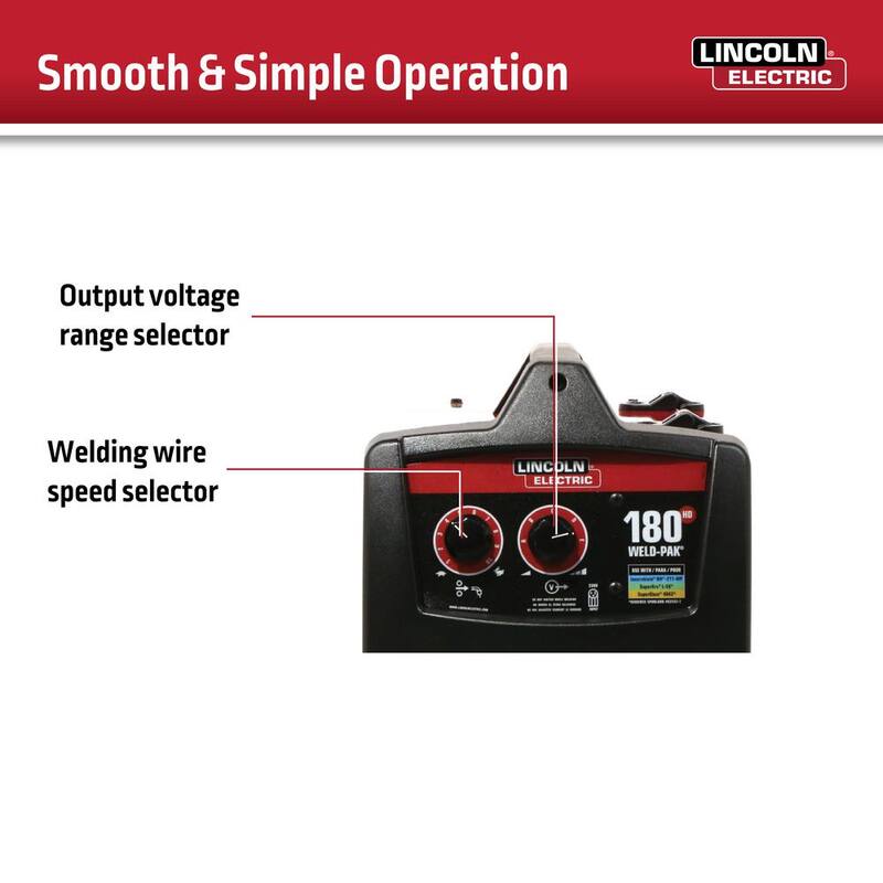 Lincoln Electric Weld-Pak 180 Amp MIG Flux-Core Wire Feed Welder, 230V, Aluminum Welder with Spool Gun sold separately - K2515-1