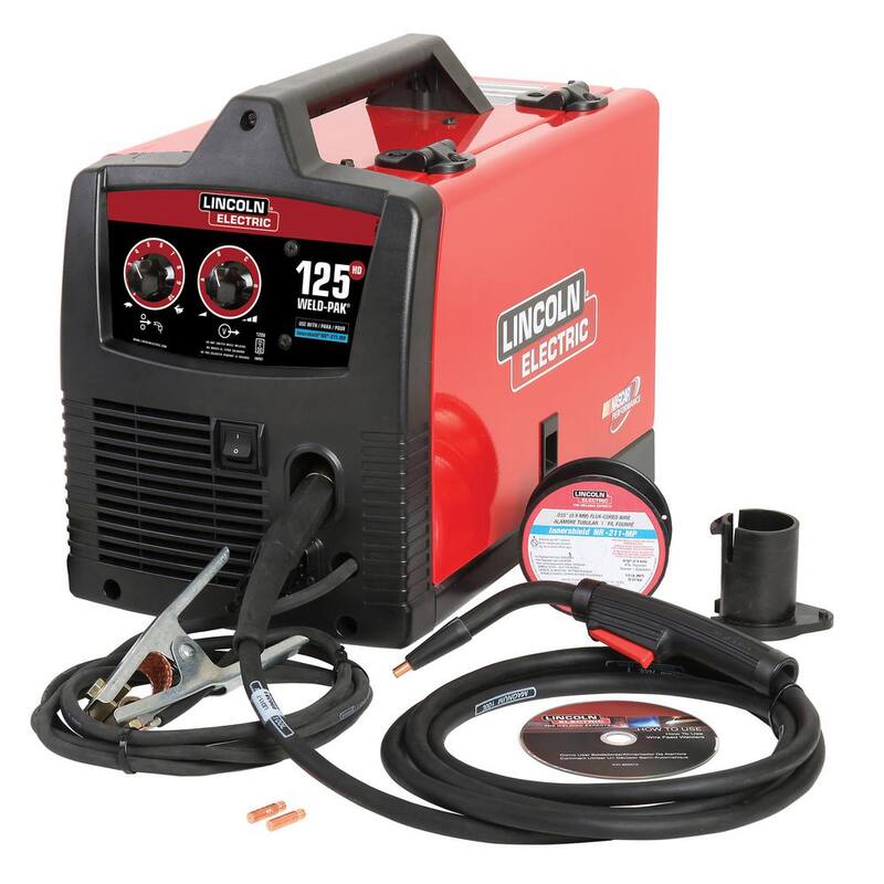 Lincoln Electric 125 Amp 115-Volt Weld-Pak 125 HD Flux-Cored Wire Welder Kit with .035 in. Flux-Core Welding Wire (1 lb. Spool) - K5365-15