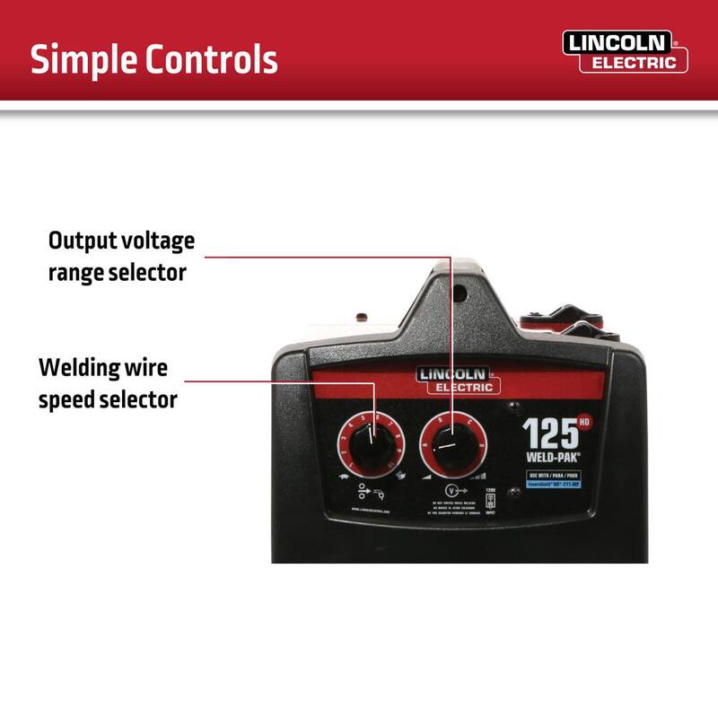 Lincoln Electric 125 Amp Weld-Pak 125 Flux-Core Wire Feed Welder, 115V (No Gas) - K2513-1