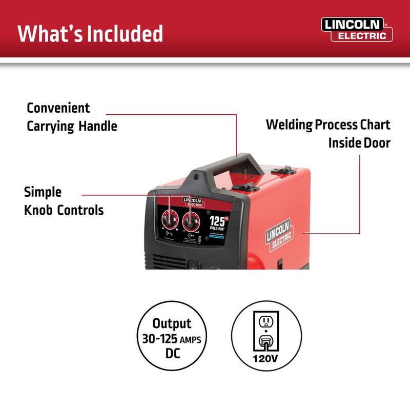 Lincoln Electric 125 Amp Weld-Pak 125 Flux-Core Wire Feed Welder, 115V (No Gas) - K2513-1