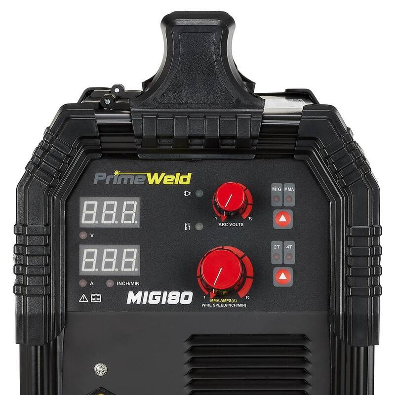 PrimeWeld 180 Amp 220-Volt or 110-Volt MIG Wire Feed Welder with Mig Gun, Gas Regulator MIG and Flux-Cored Wire Spool Gun Included - MIG 180