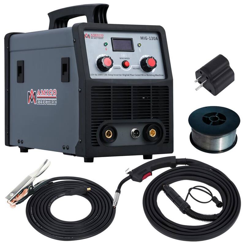 AM AMICO ELECTRIC 130 Amp MIG Wire Feeder Flux Cored Wire Gasless Welder, 115-Volt and 230-Volt IGBT Inverter Welding, 80% Duty Cycle - MIG-130A