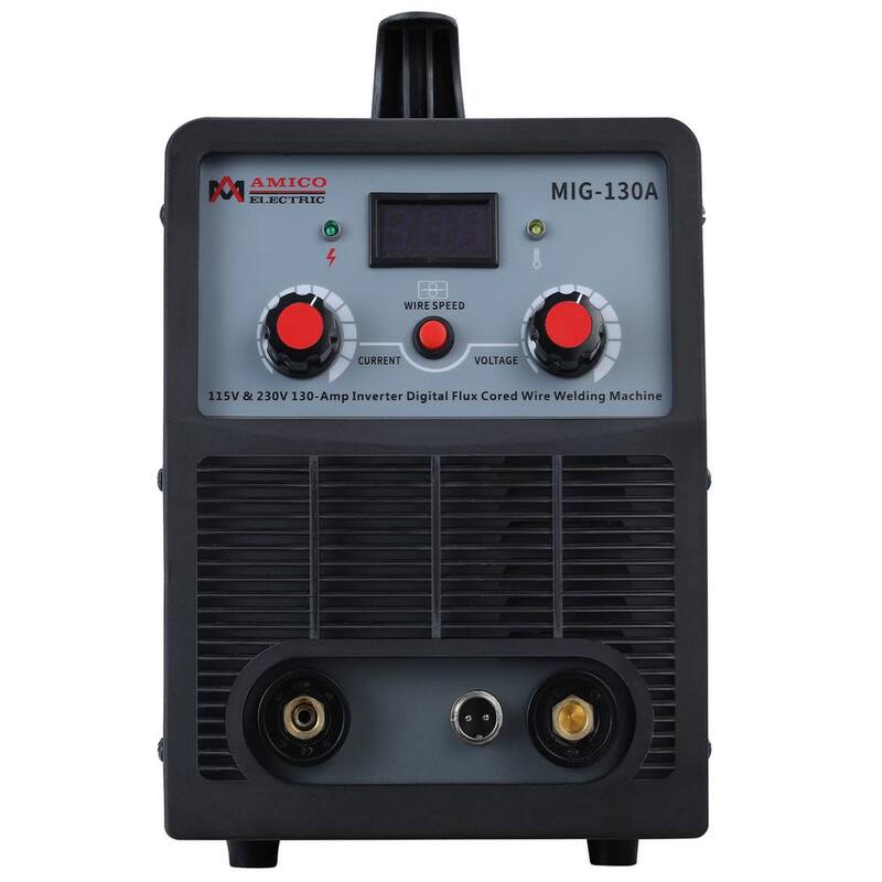 AM AMICO ELECTRIC 130 Amp MIG Wire Feeder Flux Cored Wire Gasless Welder, 115-Volt and 230-Volt IGBT Inverter Welding, 80% Duty Cycle - MIG-130A