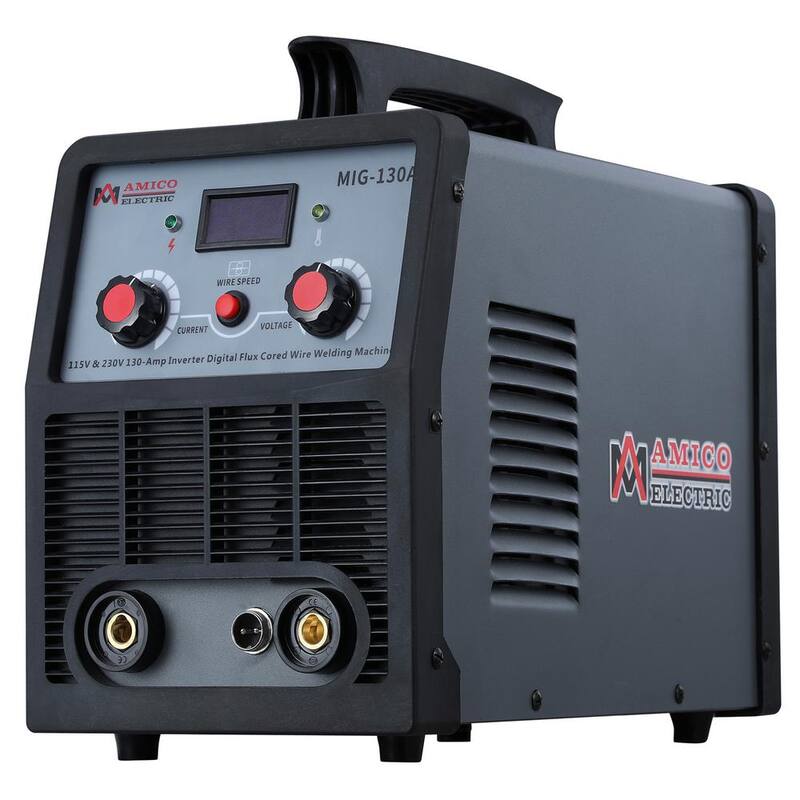 AM AMICO ELECTRIC 130 Amp MIG Wire Feeder Flux Cored Wire Gasless Welder, 115-Volt and 230-Volt IGBT Inverter Welding, 80% Duty Cycle - MIG-130A