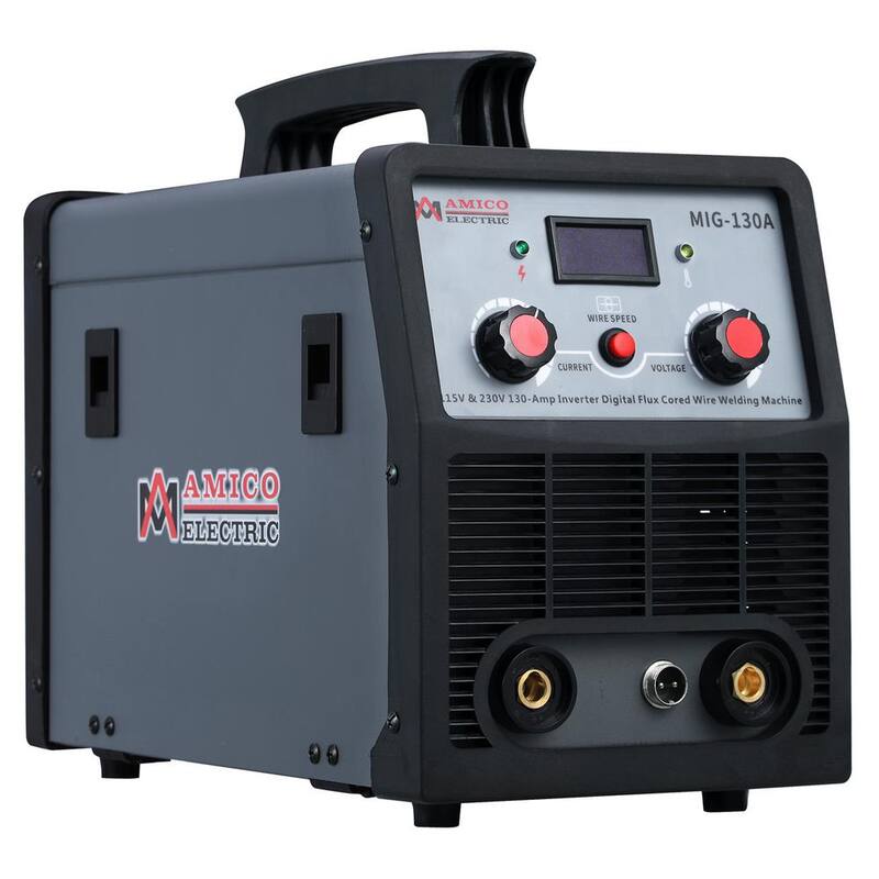 AM AMICO ELECTRIC 130 Amp MIG Wire Feeder Flux Cored Wire Gasless Welder, 115-Volt and 230-Volt IGBT Inverter Welding, 80% Duty Cycle - MIG-130A