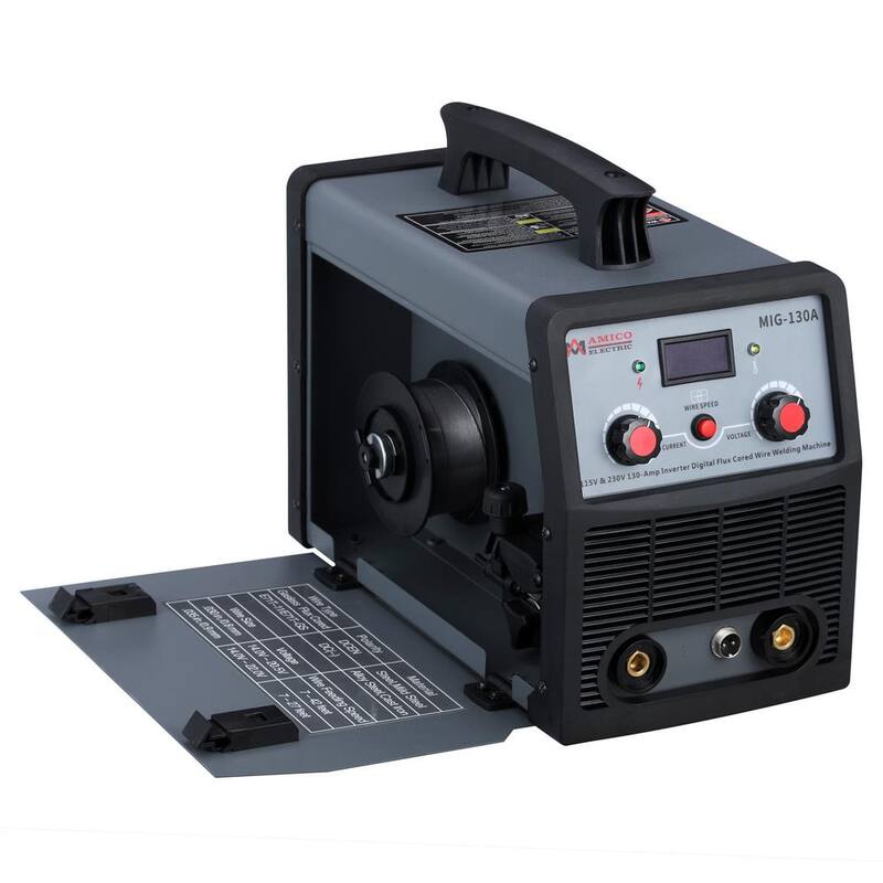 AM AMICO ELECTRIC 130 Amp MIG Wire Feeder Flux Cored Wire Gasless Welder, 115-Volt and 230-Volt IGBT Inverter Welding, 80% Duty Cycle - MIG-130A