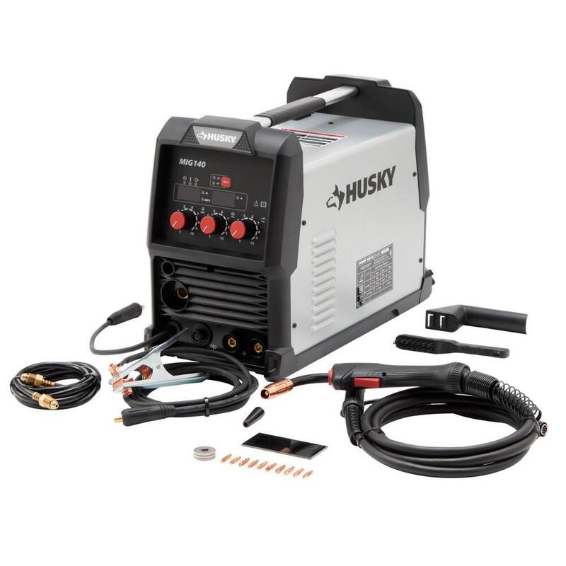 Husky Single Phase 140 Amp 120-Volt AC Gas MIG Wire Feed Welder with Gas Regulator - PIONEERMIG140