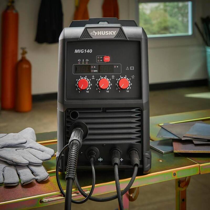 Husky Single Phase 140 Amp 120-Volt AC Gas MIG Wire Feed Welder with Gas Regulator - PIONEERMIG140