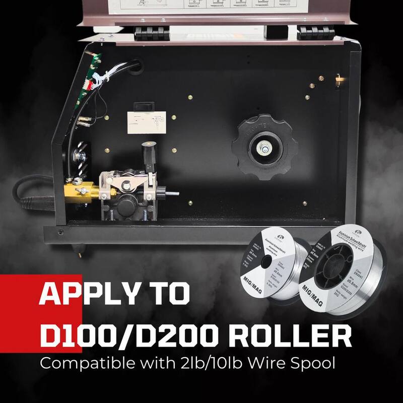Lotos 140 Amp MIG Wire Feed Welder Flux Core Welder and Aluminum Welder UNG 5/8 in. Hose Fitting Regulator 2T/4T Switch 110V - MIG140