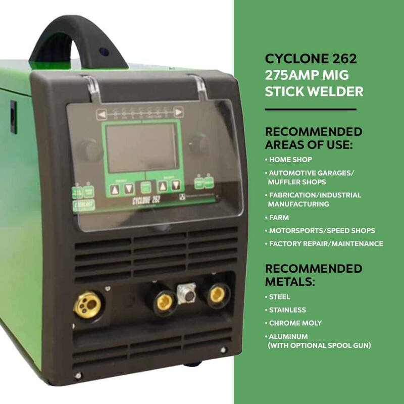 Everlast Cyclone 262 Amp to 275 Amp 240-Volt MIG/Flux-Core/Stick Welder, Compatible with Spool Gun, Can Do E6010 Rod - Cyclone 262