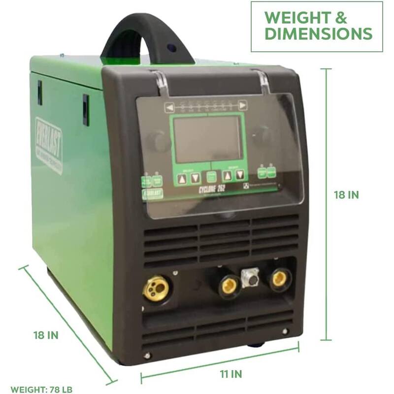 Everlast Cyclone 262 Amp to 275 Amp 240-Volt MIG/Flux-Core/Stick Welder, Compatible with Spool Gun, Can Do E6010 Rod - Cyclone 262