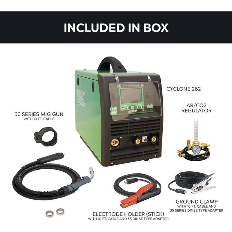 Everlast Cyclone 262 Amp to 275 Amp 240-Volt MIG/Flux-Core/Stick Welder, Compatible with Spool Gun, Can Do E6010 Rod - Cyclone 262