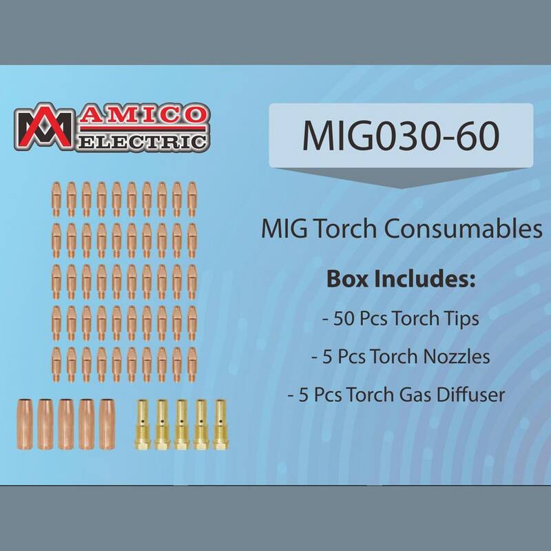 AMICO POWER MIG030-60, MIG Consumables, 0.030-Tip, Nozzle, Diffuser, for Amico Welder : MTS-165/185/205, MIG-160/180/200, MIG-140GS - MIG030-60