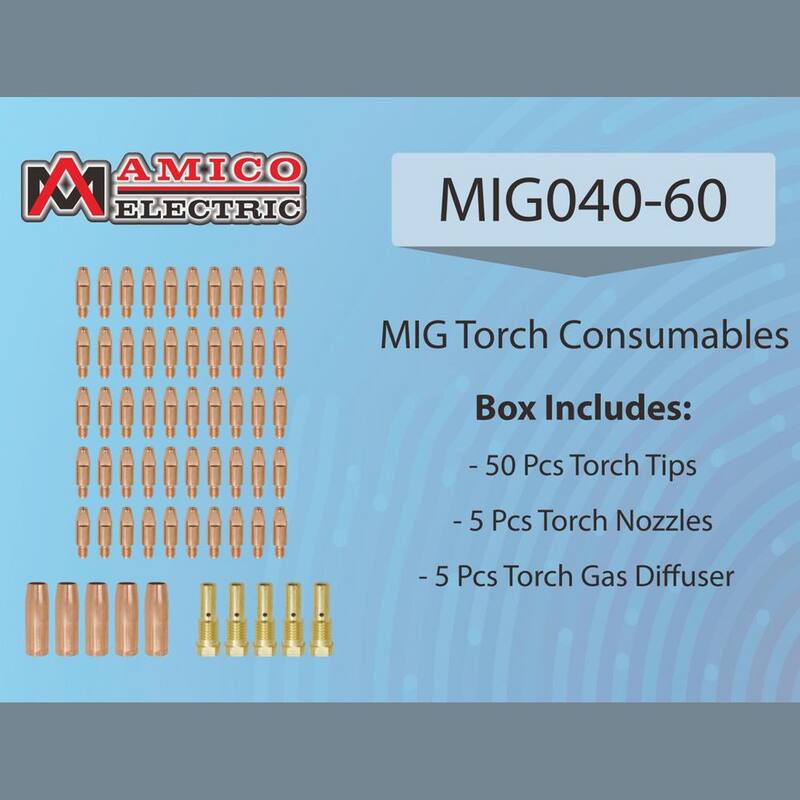 AMICO POWER MIG040-60, MIG Consumables, 0.040-Tip, Nozzle, Diffuser, For Amico Welder : MTS-165/185/205, MIG-160/180/200, MIG-140GS - MIG040-60