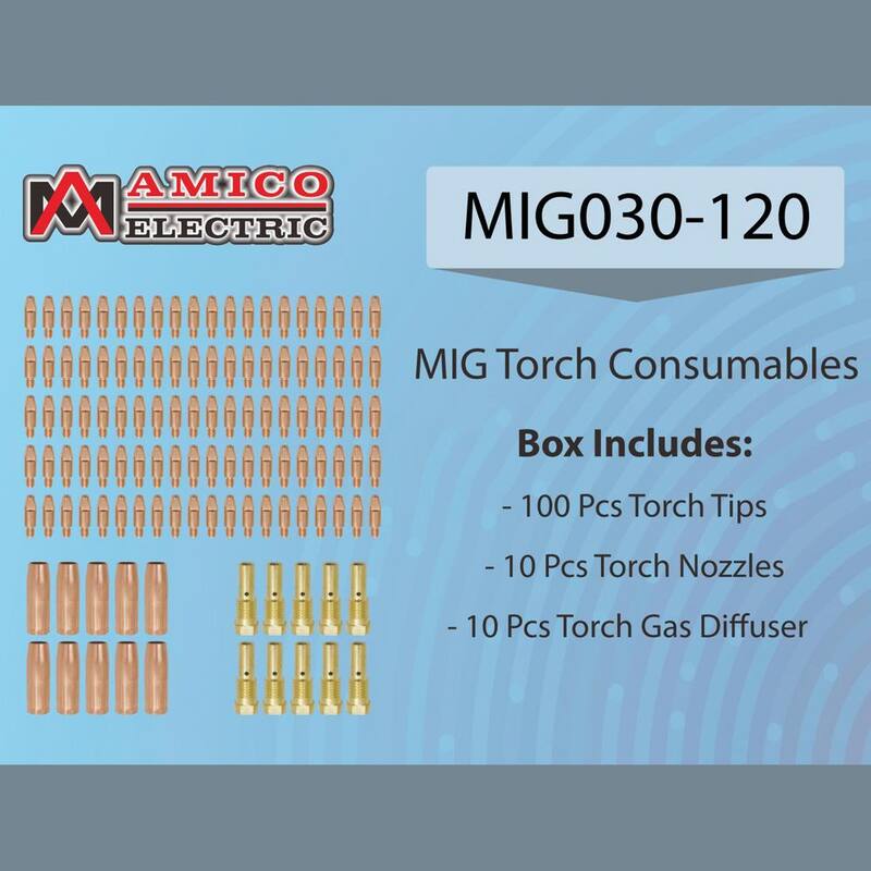 AMICO POWER MIG030-120, MIG Consumables 0.030-Tip Nozzle Diffuser, For Amico Welder : MTS-165/185/205, MIG-160/180/200, MIG-140GS - MIG030-120