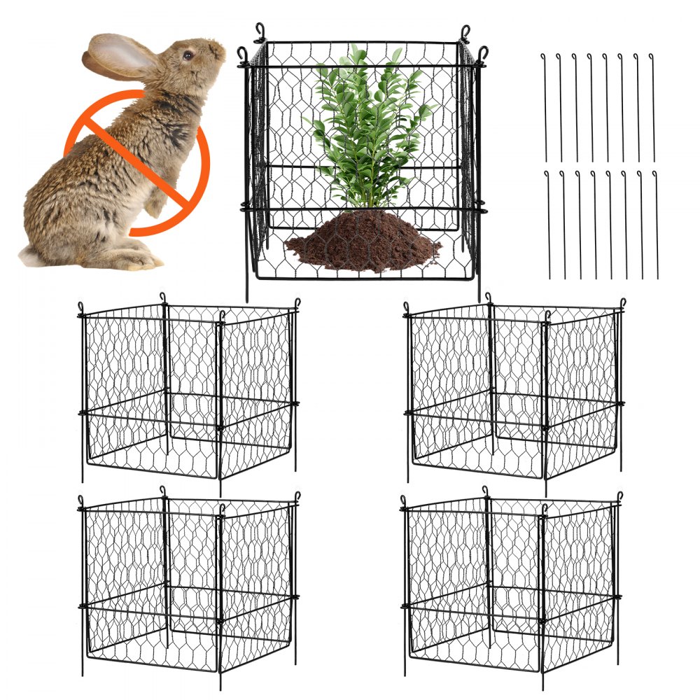 VEVOR 5 Pack Plant Protector from Animals 13.4'' x 13.4'' Metal Plant Cage - QBWZCL12YCHSE5ZGTV0