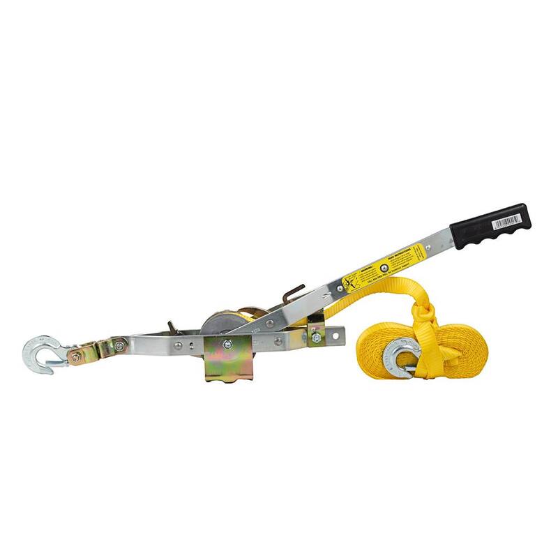 Maasdam Pow'R Pull 2,000 lb. 1-Ton Capacity 25 ft. Max Lift 10:1 Leverage Web Strap Puller Come Along Tool - WS-25