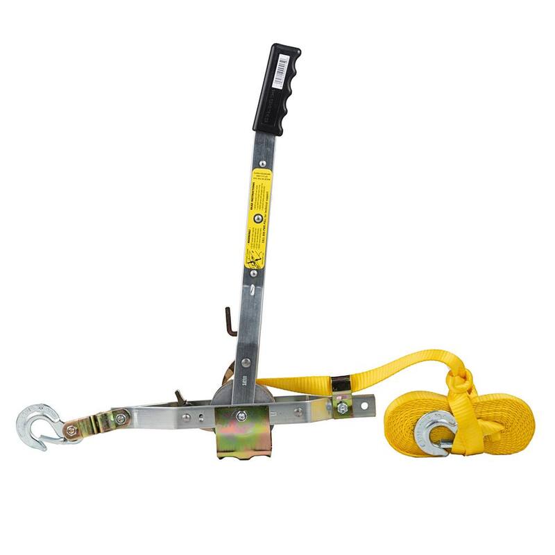 Maasdam Pow'R Pull 2,000 lb. 1-Ton Capacity 25 ft. Max Lift 10:1 Leverage Web Strap Puller Come Along Tool - WS-25