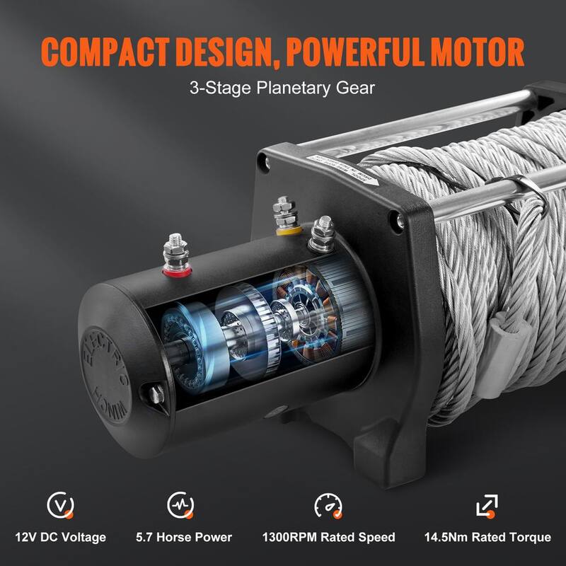 VEVOR Electric Winch 18,000 lbs. Load Capacity ATV 85 ft. Steel Rope Winch with Wireless Handheld Remote and 4-Way Fairlead - DDGSSJPGSSYCYK2FXV9