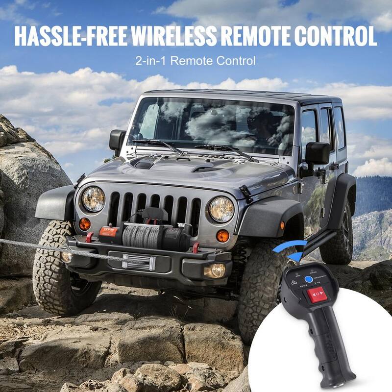 VEVOR Electric Winch 18,000 lbs. Load Capacity ATV 85 ft. Steel Rope Winch with Wireless Handheld Remote and 4-Way Fairlead - DDGSSJPGSSYCYK2FXV9