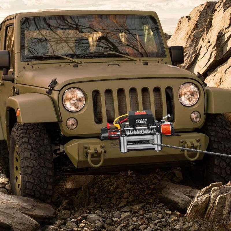 VEVOR 12000 lbs. Truck Winch 85 ft. Electric Winch Steel Cable 12-Volt Winch with Wireless Remote Control and Powerful Motor - DDJP1.2WB85FTGS01M2